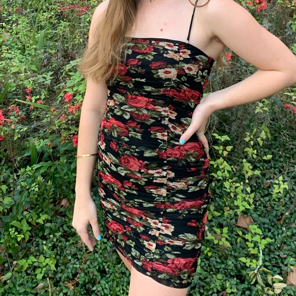 Amante Black Floral Mini dress